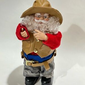 Cowboy Santa Claus Toy with Red and Tan Outfit